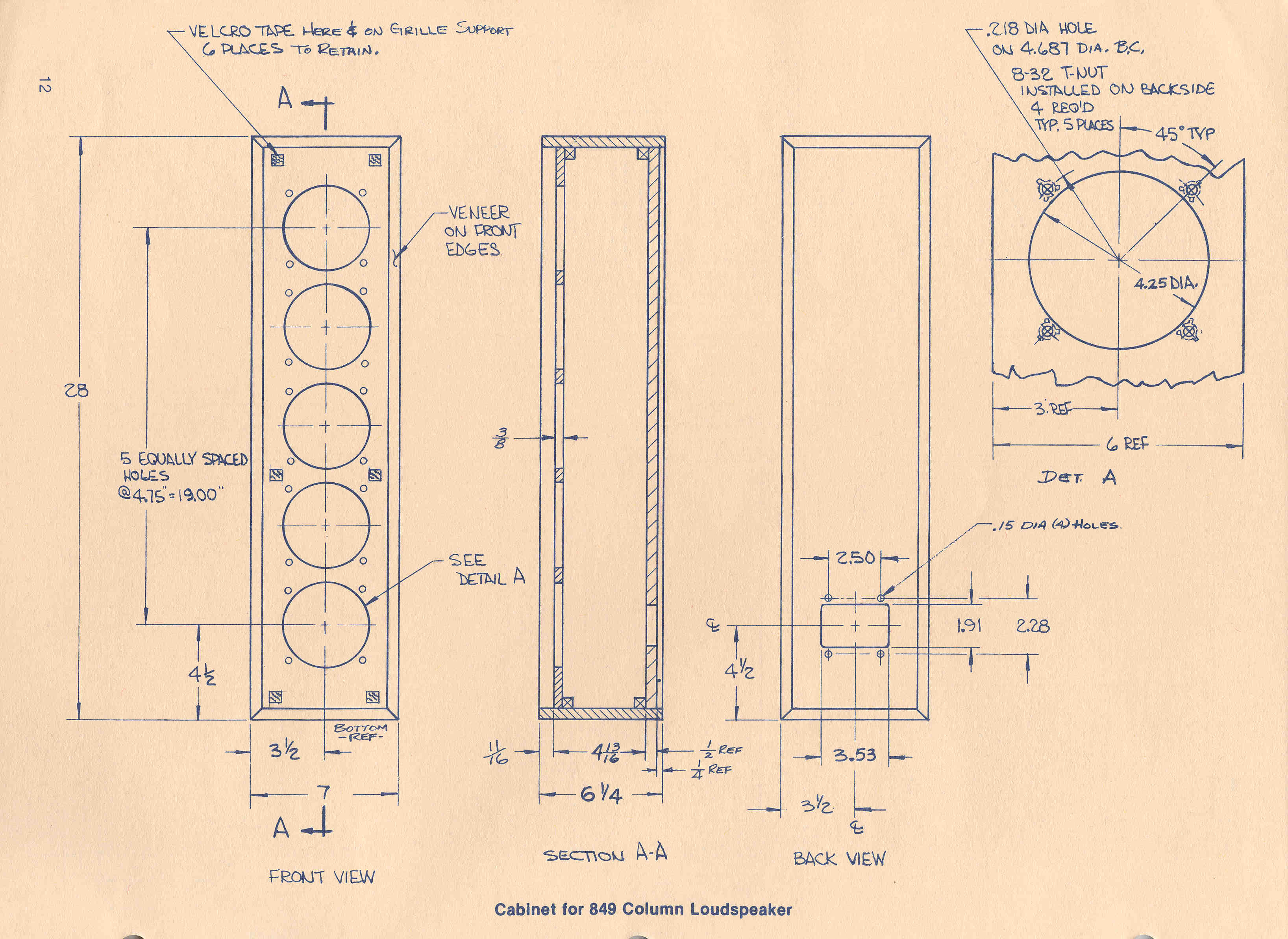 Cabinet for 849 Column Loudspeaker