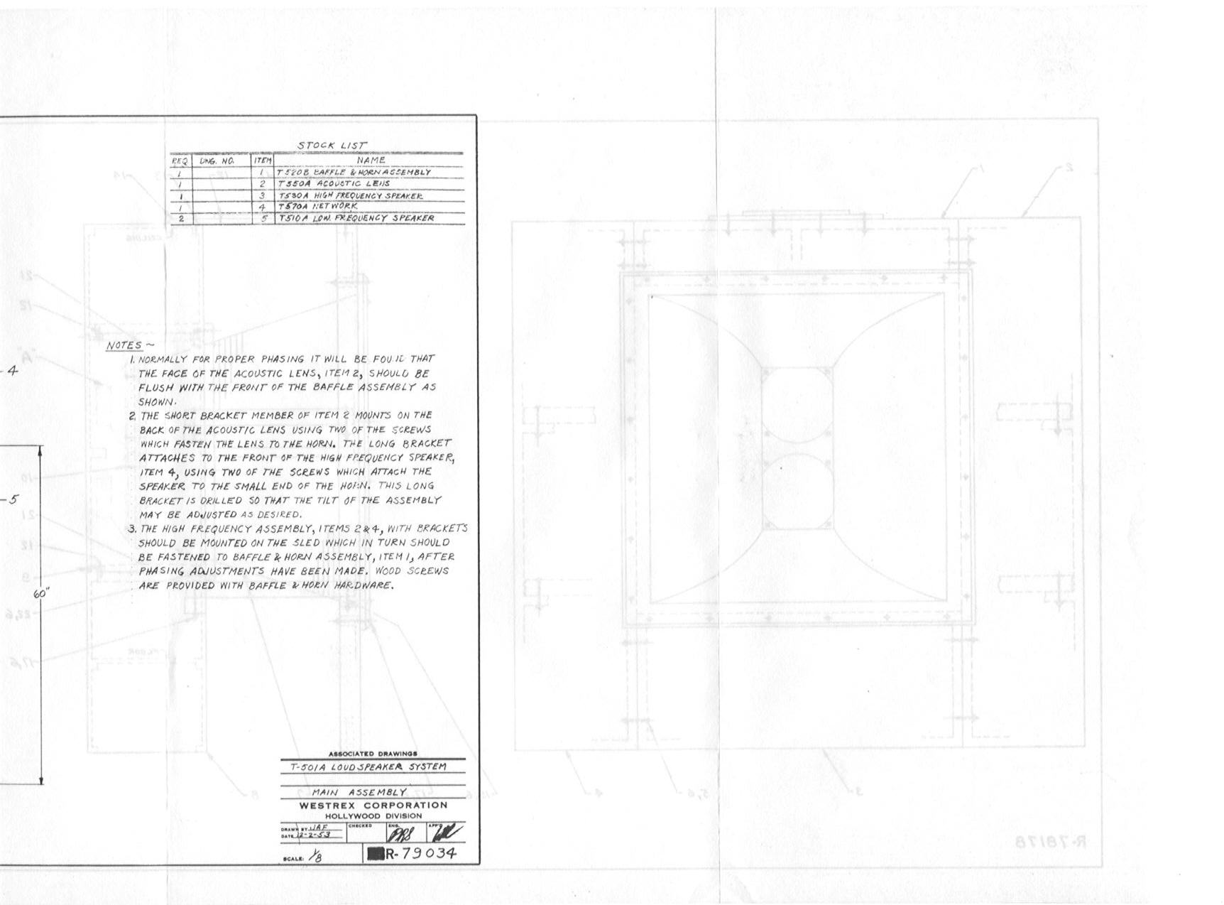 Westrex - T501A Cabinet - Drawing 2 