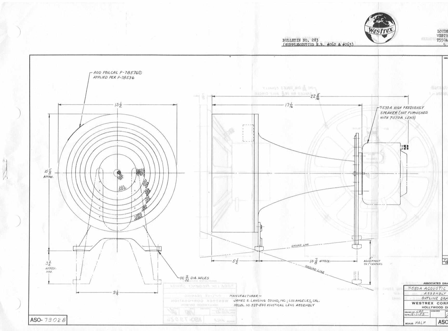 Westrex - T550A Cabinet - Drawing 1